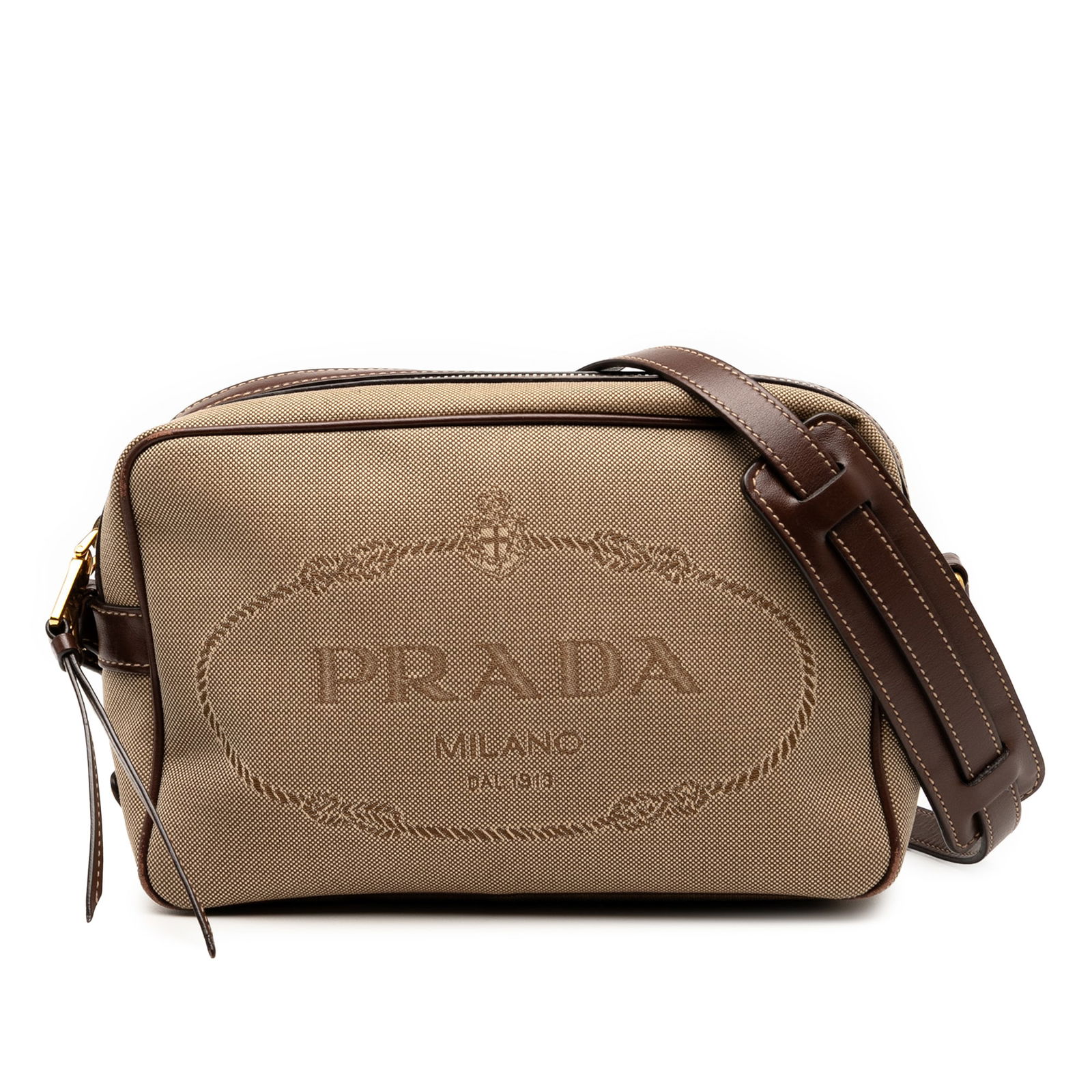 Prada Brown Canvas Canapa Logo Crossbody Bag Italy (1 of 7)