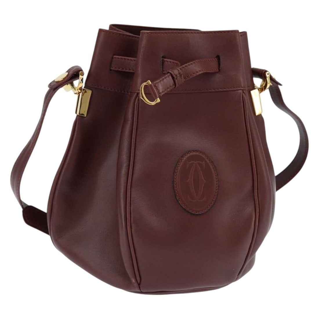 CARTIER Must Line Bordeaux Gold Leather Shoulder Bag Authentic (1 of 18)