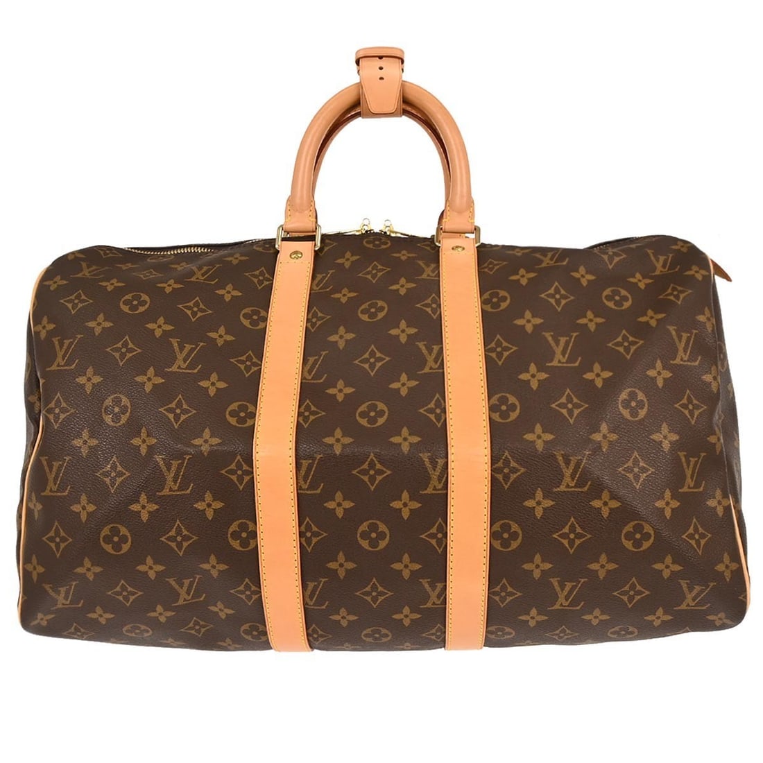 Keepall 45 Monogram Canvas Travel Duffle by Louis Vuitton M41428: Keepall 45 Monogram Canvas Travel Duffle by Louis Vuitton M41428 The Louis Vuitton Keepall 45 is a vintage duffle bag crafted from monogram canvas leather with beige leather double handles. It feature