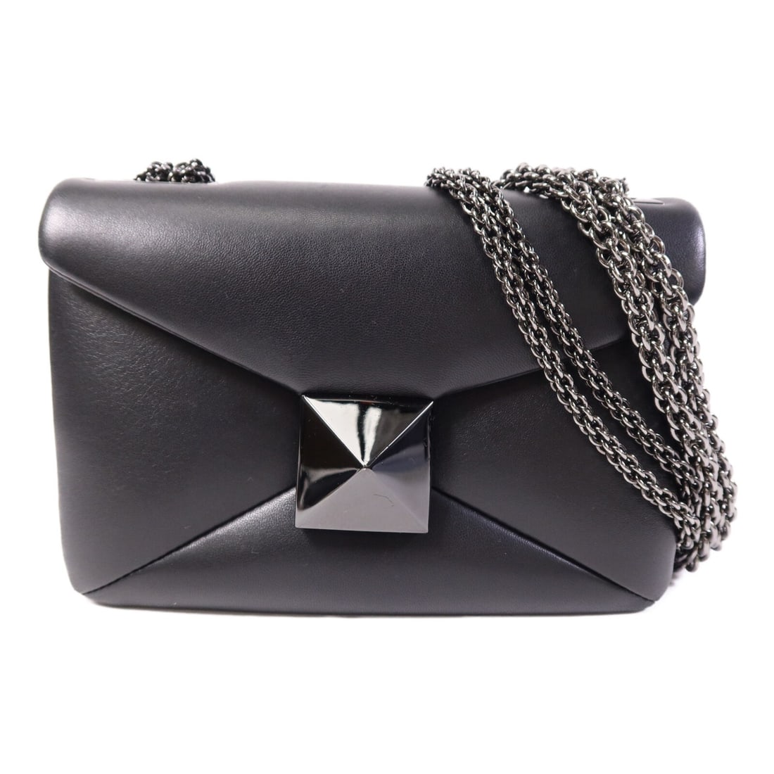 Valentino Garavani One Stud Black Calfskin Leather Shoulder Bag with Silver Hardware (1 of 14)