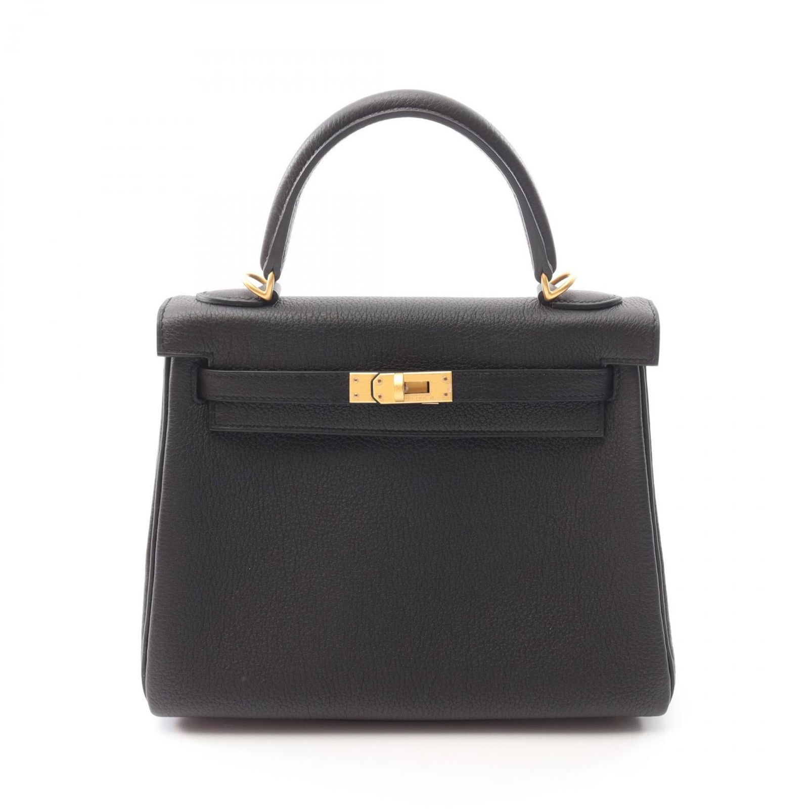 Black Leather Hermes Kelly 25 Handbag with 24.5cm Width: Black Leather Hermes Kelly 25 Handbag with 24.5cm Width This Hermes Kelly 25 handbag features a black leather exterior and is designed for women. Crafted in France, it showcases a structured silhouett
