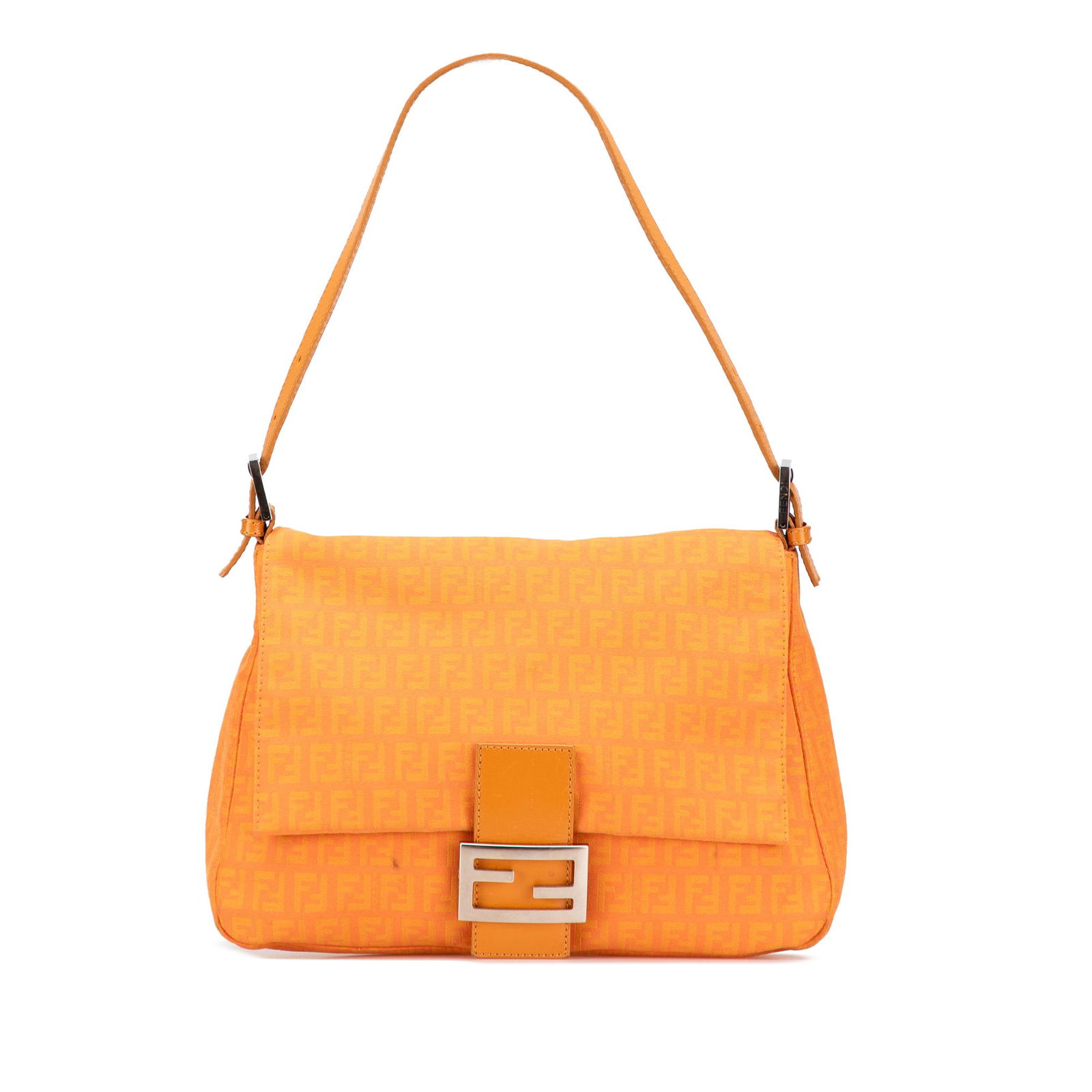 Fendi Zucchino Canvas Mamma Forever Bag Orange Fabric Italy: Fendi Zucchino Canvas Mamma Forever Bag Orange Fabric Italy The Fendi Zucchino Canvas Mamma Forever is a stylish and functional handbag crafted from durable canvas. This bag features a flat leather sh