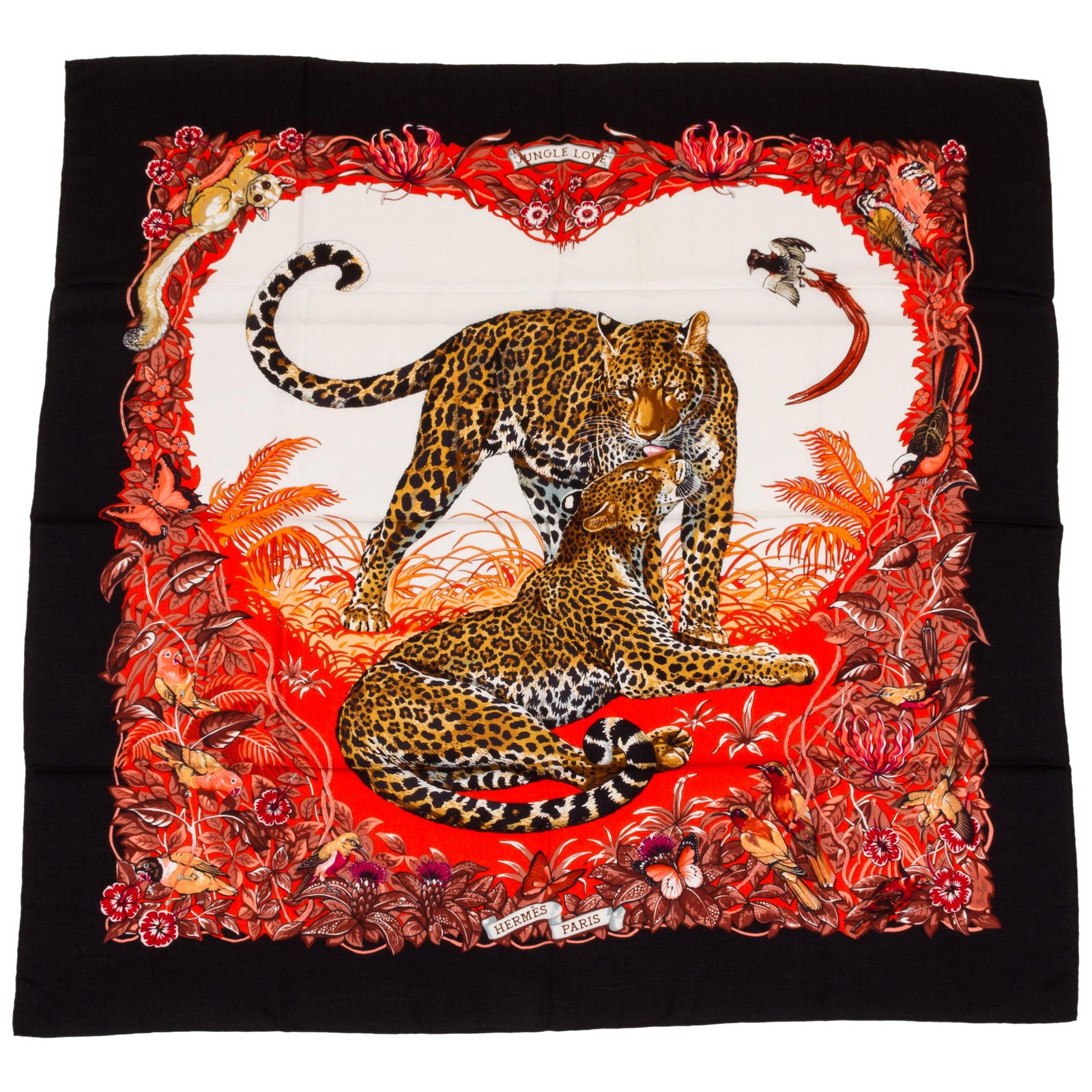Hermes 55" Jungle Love Shawl Cashmere Silk Blend Scarf: Hermes 55" Jungle Love Shawl Cashmere Silk Blend Scarf Discover the luxurious Hermes Cashmere 55" Jungle Love Shawl, a stunning oversized square scarf designed by Robert Dallet. Crafted from a soft ca