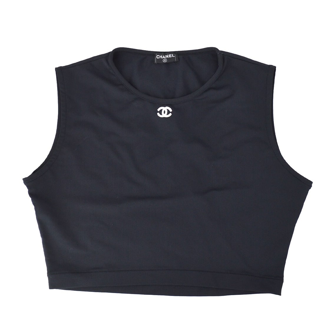Chanel Cropped Black Sleeveless Tank Top Size 40 (1 of 5)