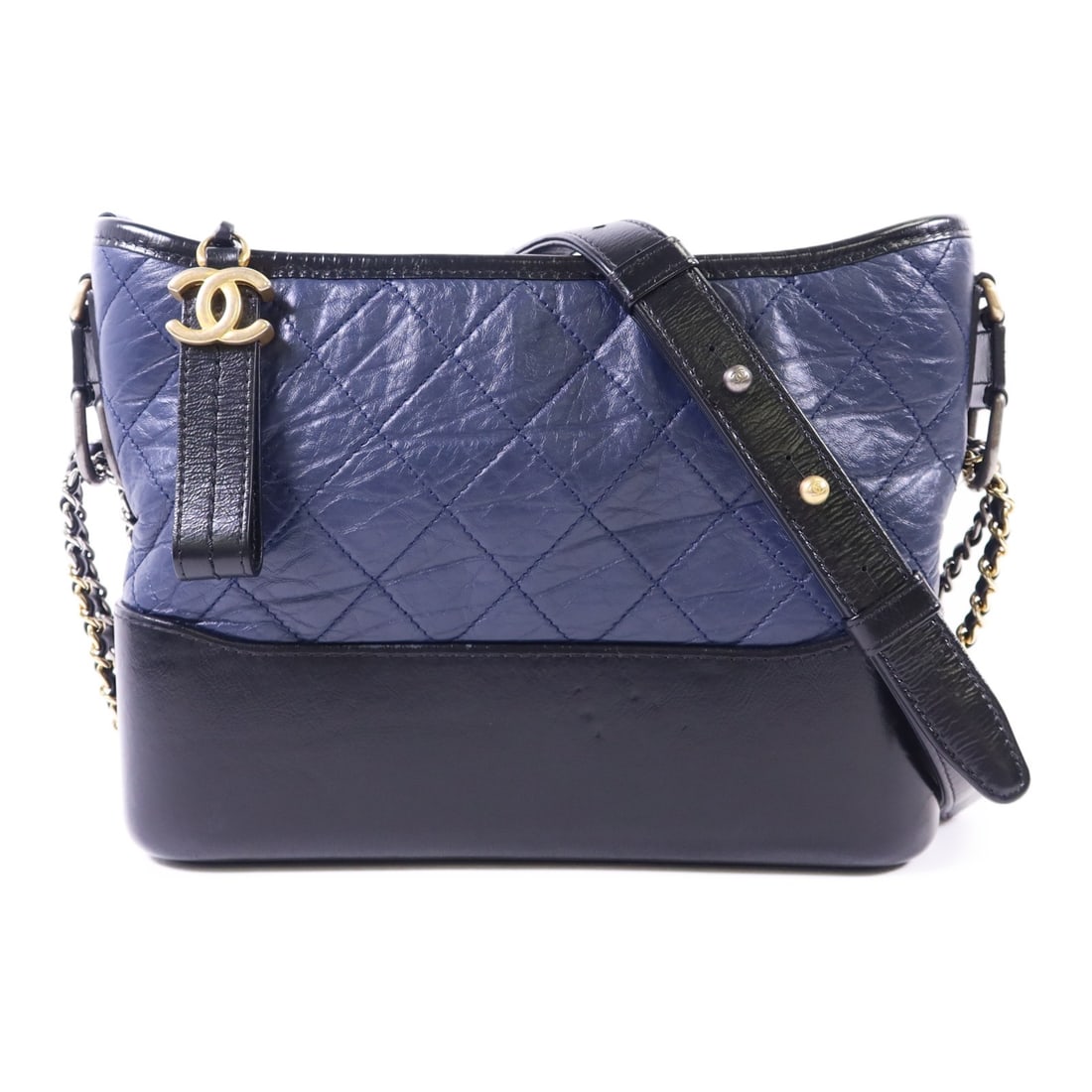 Chanel Gabrielle Medium Blue Calfskin Leather CC Chain Shoulder Bag: Chanel Gabrielle Medium Blue Calfskin Leather CC Chain Shoulder Bag This CHANEL Gabrielle Medium Chain Shoulder Bag is crafted from blue calfskin leather and features the iconic CC logo. The bag is de