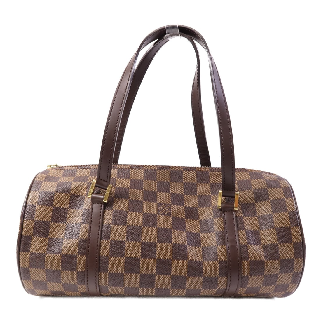 Louis Vuitton Papillon GM Shoulder Bag Damier Brown with Gold Hardware: Louis Vuitton Papillon GM Shoulder Bag Damier Brown with Gold Hardware This Louis Vuitton Papillon GM shoulder bag features the signature Damier pattern in brown PVC coated canvas. Designed for both s