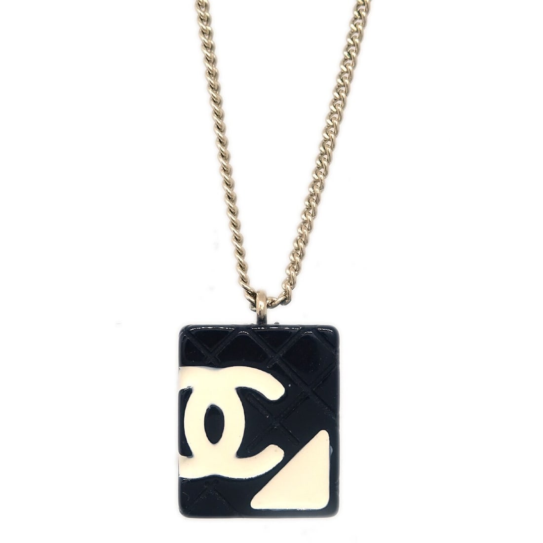 Chanel Cambon Ligne Gold-Plated Chain Pendant Necklace Black 05C (1 of 4)