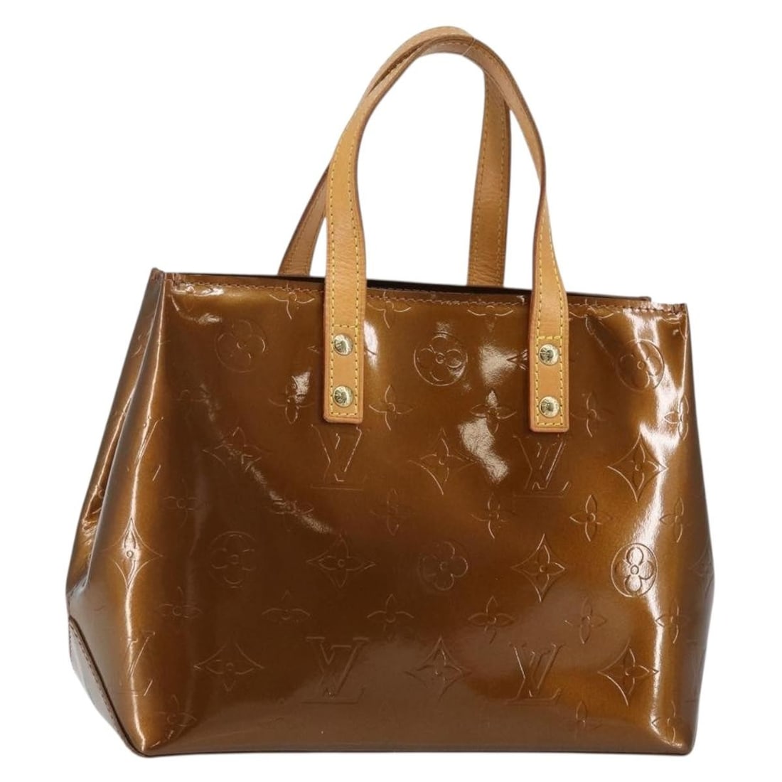 LOUIS VUITTON Monogram Vernis Reade PM Hand Bag Bronze Patent Leather M91146: LOUIS VUITTON Monogram Vernis Reade PM Hand Bag Bronze Patent Leather M91146 This elegant LOUIS VUITTON Monogram Vernis Reade PM Hand Bag in a stunning bronze color is a must-have accessory for any fa