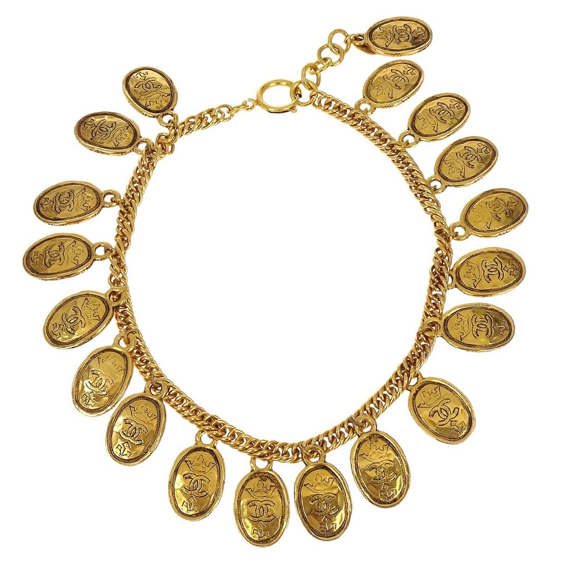 Gold Plated Oval Pendant Chain Necklace by Chanel (1 of 4)