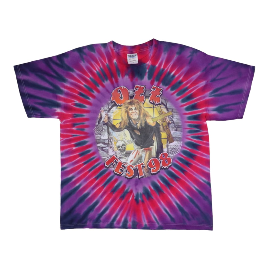 Vintage 1998 Ozzfest Tour Purple Tie Dye Cotton T-Shirt XL: Vintage 1998 Ozzfest Tour Purple Tie Dye Cotton T-Shirt XL This is an original vintage 1998 Ozzfest Tour tie-dye shirt featuring graphics on both the front and back. It is made from 100% cotton and co