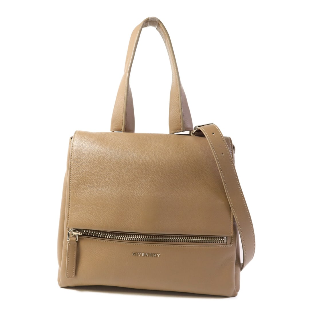 GIVENCHY Gray Calfskin 2 Way Shoulder Bag: GIVENCHY Gray Calfskin 2 Way Shoulder Bag This GIVENCHY 2 Way Shoulder Bag is crafted from premium calfskin leather in an elegant gray hue. The versatile design allows it to be worn as a shoulder bag