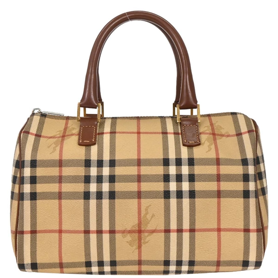 Burberry Beige Brown Check Duffle Handbag T-03-1 Italy (1 of 10)