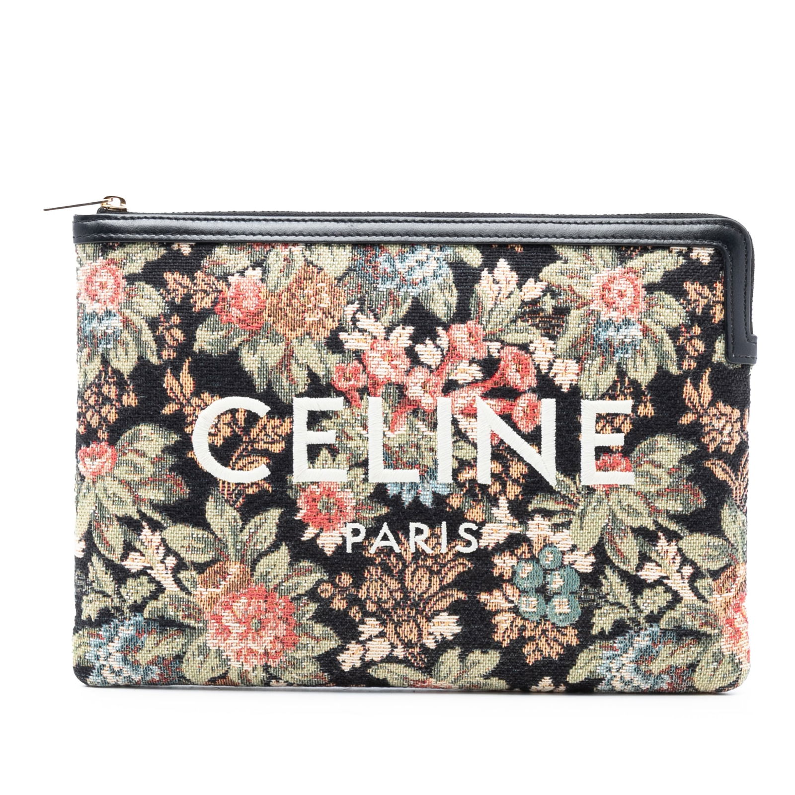 Celine Small Pouch with Floral Jacquard and Calfskin Leather Trim (1 of 7)
