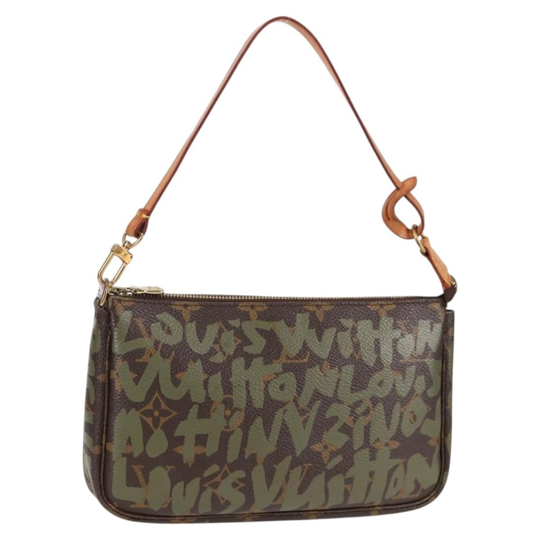 LOUIS VUITTON Graffiti Pouch Monogram Khaki M92191 Auth (1 of 18)
