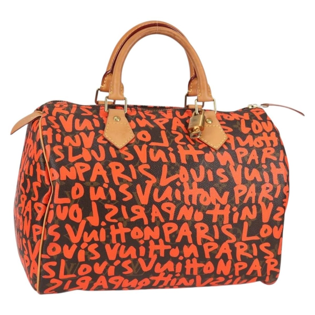 LOUIS VUITTON Monogram Graffiti Speedy 30 Orange Hand Bag M93705 Auth: LOUIS VUITTON Monogram Graffiti Speedy 30 Orange Hand Bag M93705 Auth This authentic LOUIS VUITTON Monogram Graffiti Speedy 30 Hand Bag showcases a vibrant orange design that blends seamlessly with it