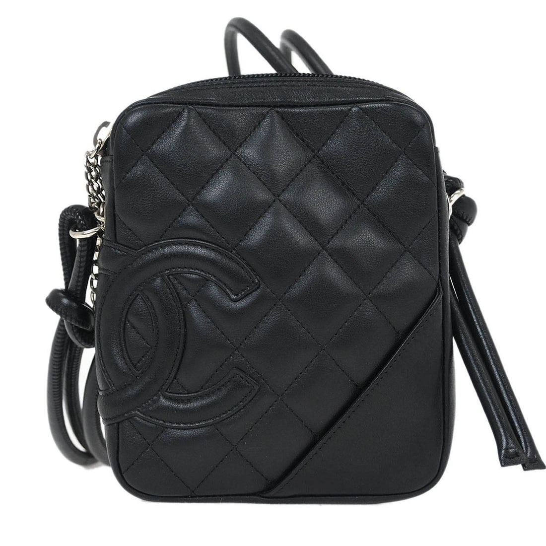Chanel Cambon Ligne Black Calfskin Shoulder Bag with Quilted Finish: Chanel Cambon Ligne Black Calfskin Shoulder Bag with Quilted Finish This elegant Chanel Cambon Ligne Shoulder Bag is crafted from luxurious black calfskin leather, featuring a chic logo quilted design