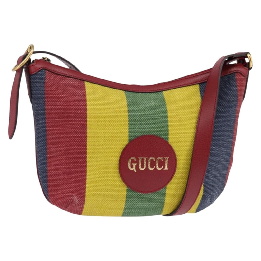 GUCCI 626422 Red Gold Yellow Canvas Shoulder Bag Authentic Italy (1 of 18)
