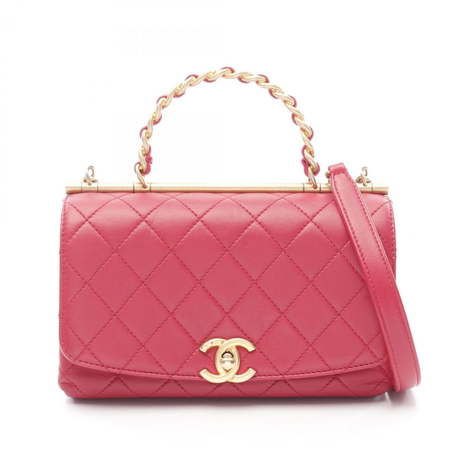 Pink Leather Chanel Flap Shoulder Bag 13cm x 20cm x 7.5cm (1 of 1)