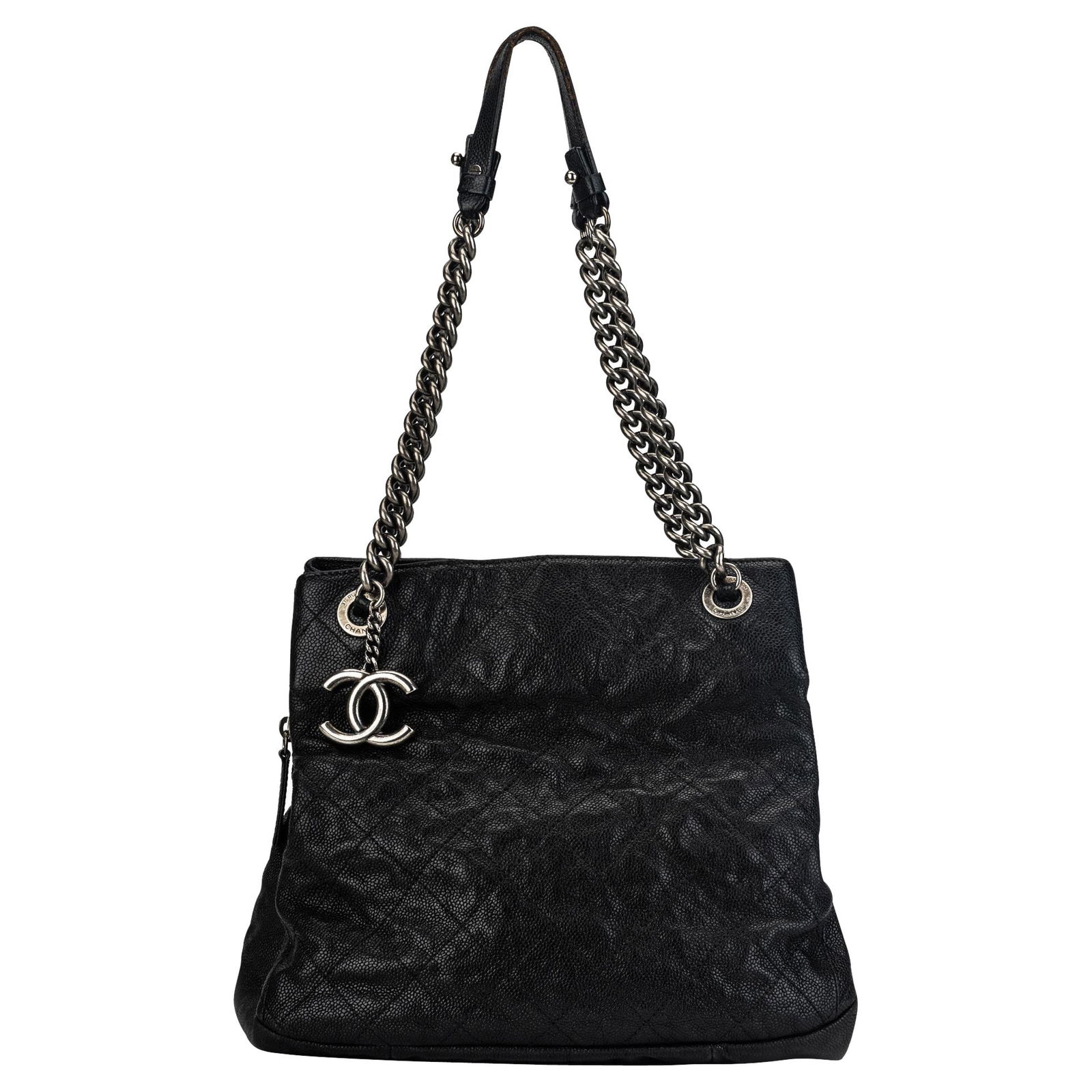 Chanel Black Caviar Lambskin Three Compartment Bag: Chanel Black Caviar Lambskin Three Compartment Bag Elevate your style with this exquisite Chanel Black Caviar Bag, featuring three spacious compartments for optimal organization. Crafted from luxuriou