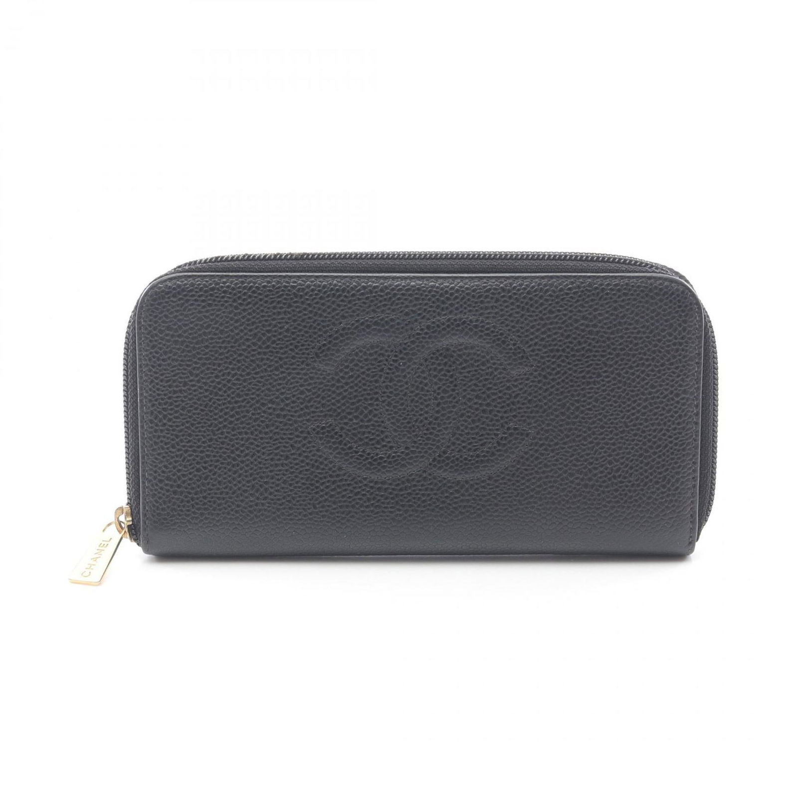 Black Leather Chanel CC Logo Long Wallet (1 of 1)