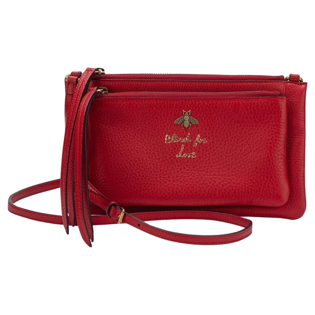 Gucci Blind for Love Red Leather Shoulder Bag with Dustcover: Gucci Blind for Love Red Leather Shoulder Bag with Dustcover This stunning Gucci "Blind for Love" shoulder bag in vibrant red is a perfect blend of luxury and functionality. Crafted from premium leath