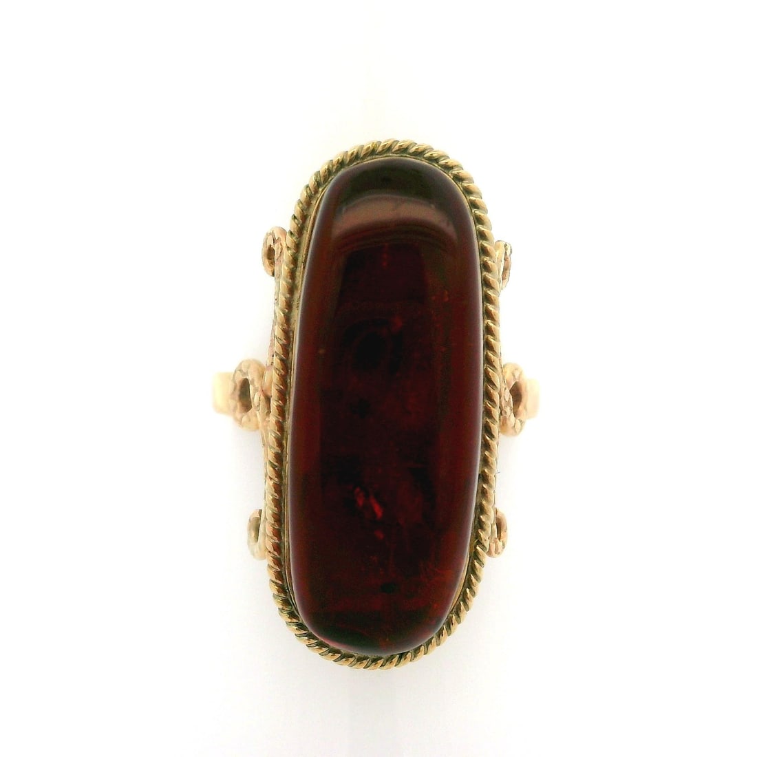 Vintage 10k Yellow Gold Amber Ring with Insect Fossil (1 of 13)