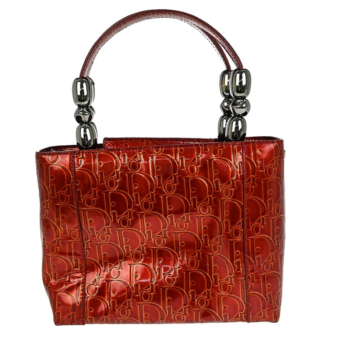 Christian Dior Maris Pearl Red Trotter Top Handle Bag MA-0071: Christian Dior Maris Pearl Red Trotter Top Handle Bag MA-0071 This Christian Dior Maris Pearl Trotter handbag features a striking red exterior crafted from leather and PVC. The medium-sized top handle