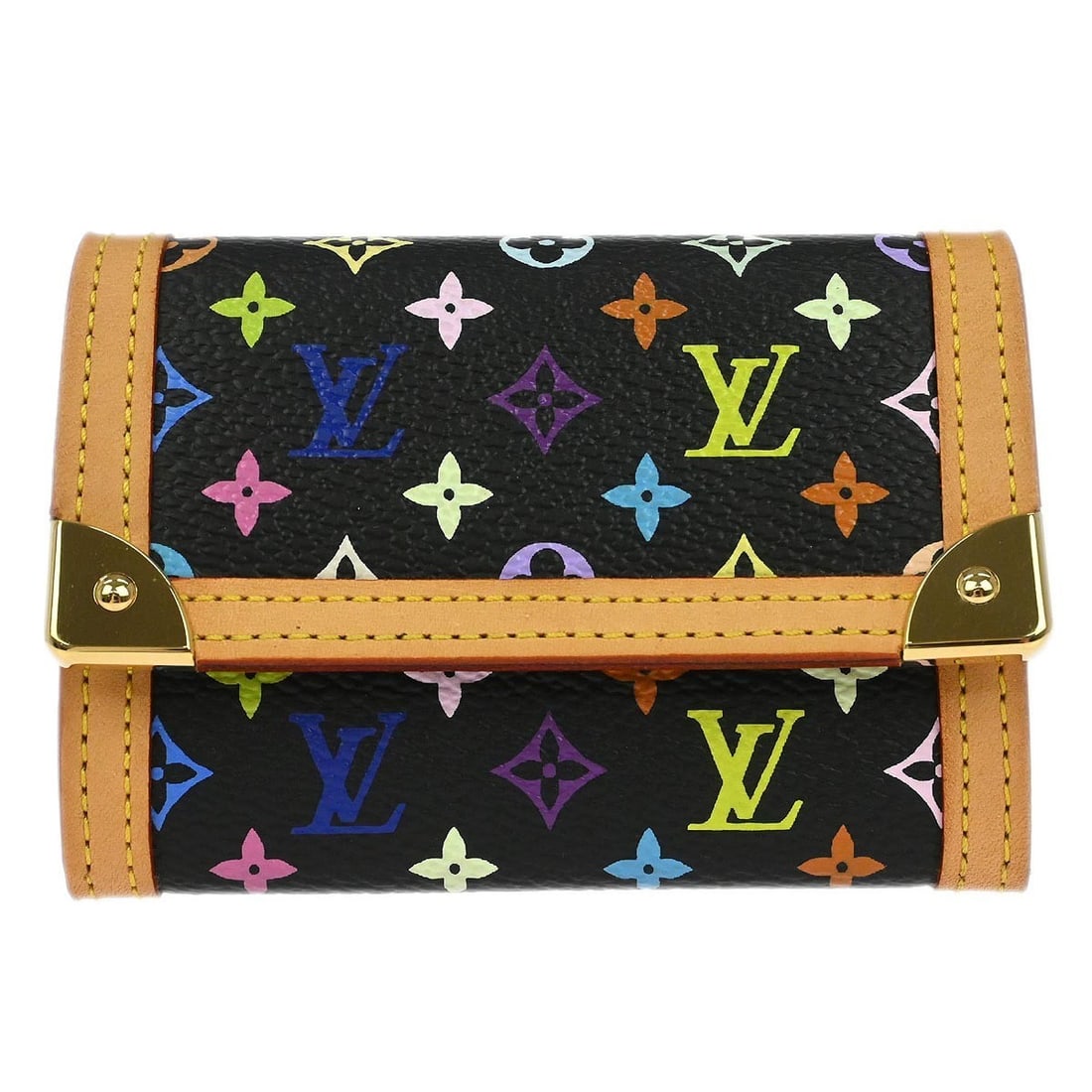 Black Multicolor Coin Purse Monogram Canvas M92656 by Louis Vuitton: Black Multicolor Coin Purse Monogram Canvas M92656 by Louis Vuitton This Louis Vuitton Porte Monnaie Plat wallet features the iconic Monogram Multicolor canvas in black. Designed as a coin purse, it s