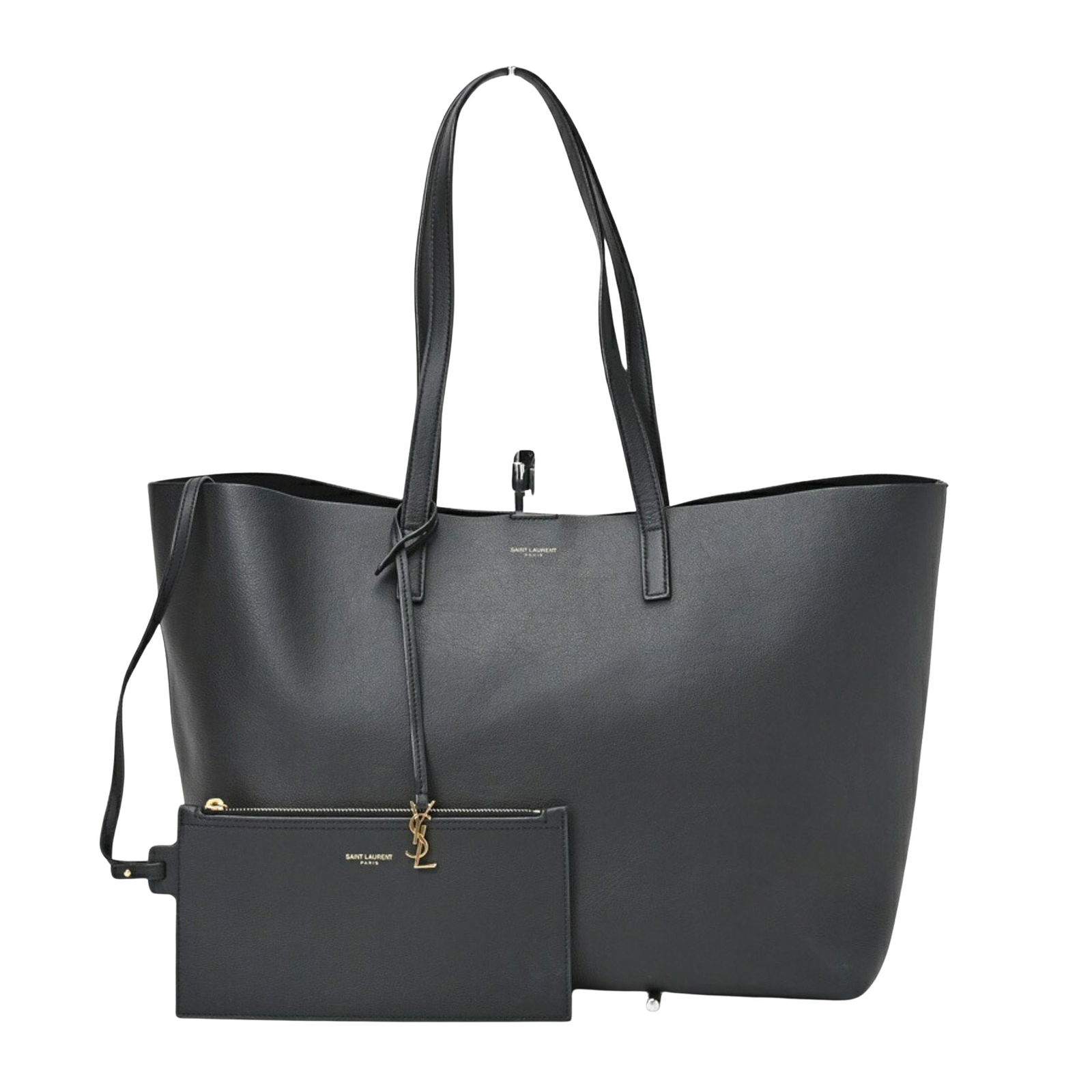 Black Leather Saint Laurent Shopping Tote Bag 28cm x 37cm x 13cm (1 of 10)