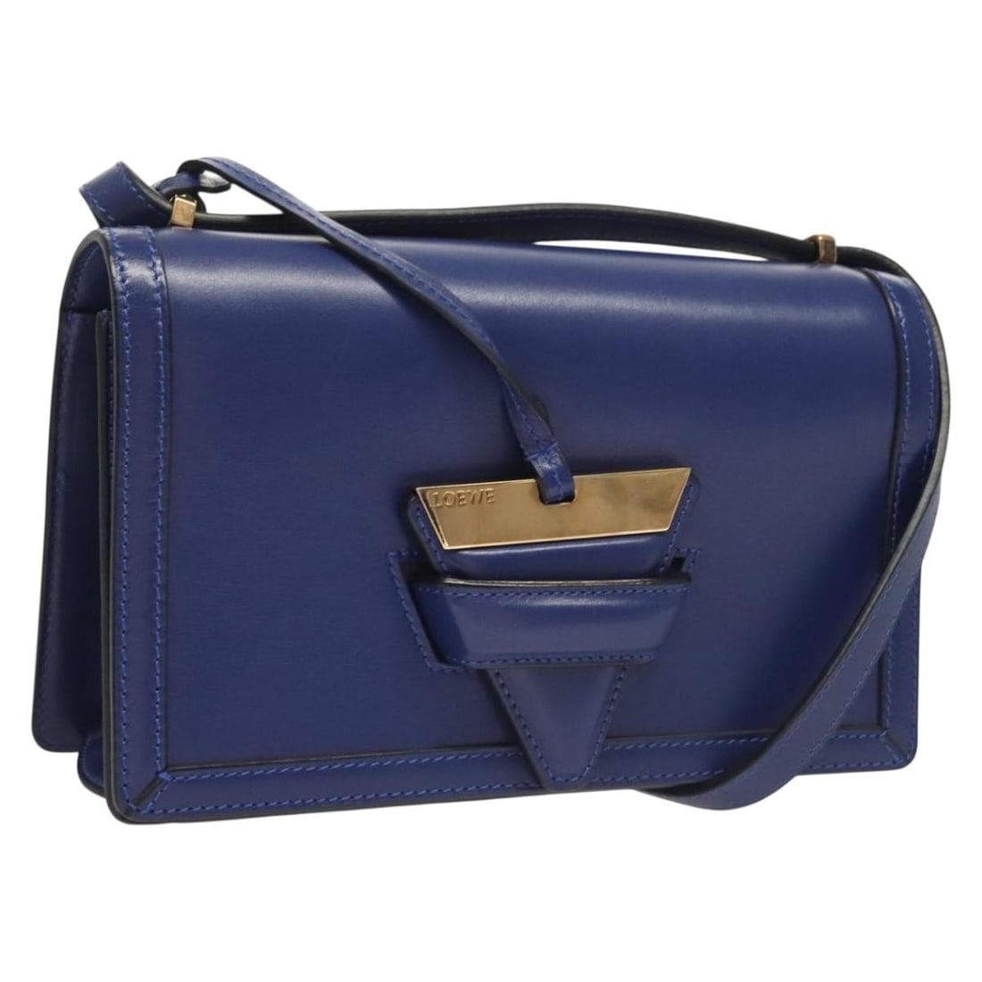 Authentic LOEWE Blue Gold Leather Shoulder Bag Spain (1 of 18)
