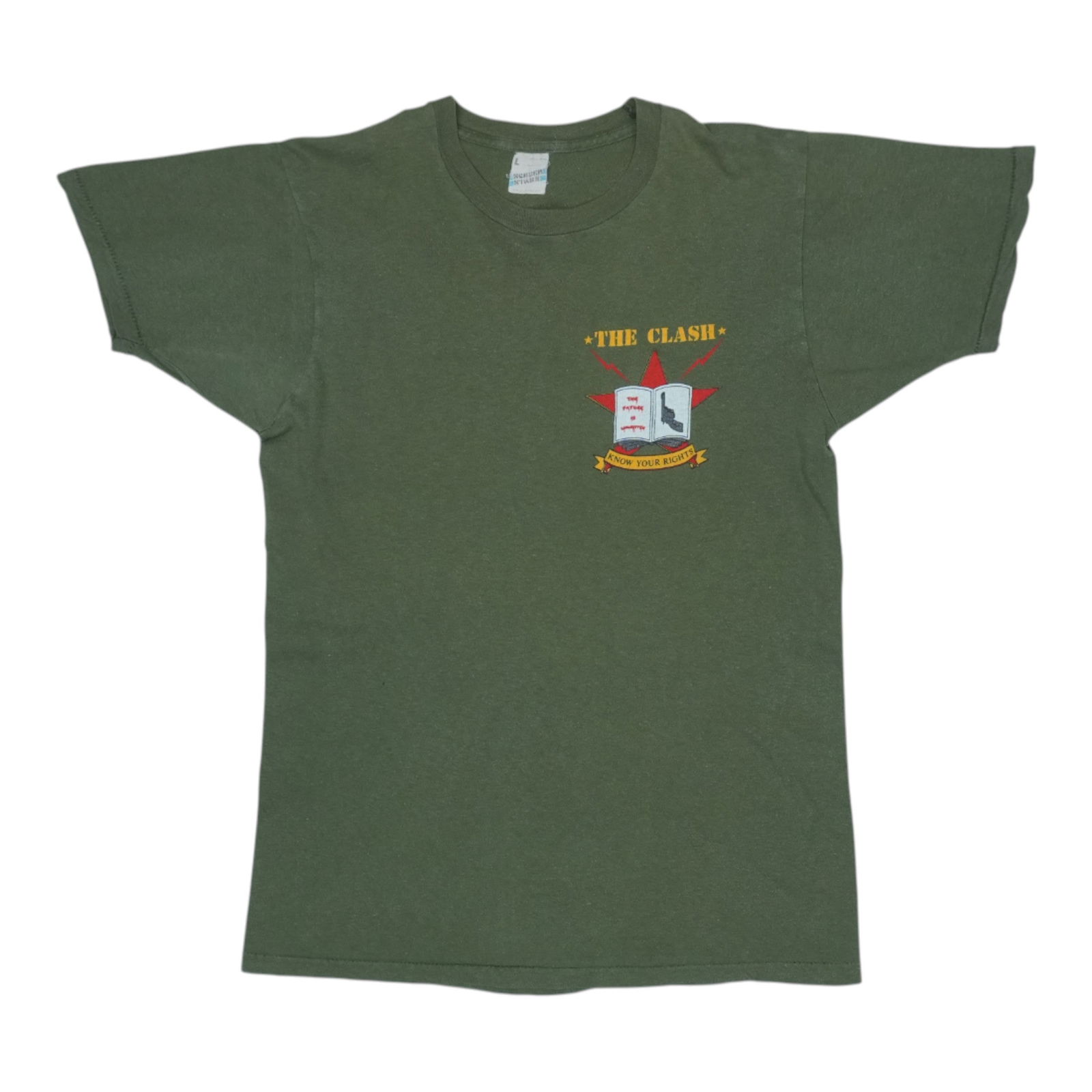 Vintage 1982 The Clash Combat Rock Tour Green Cotton Graphic Shirt (1 of 7)