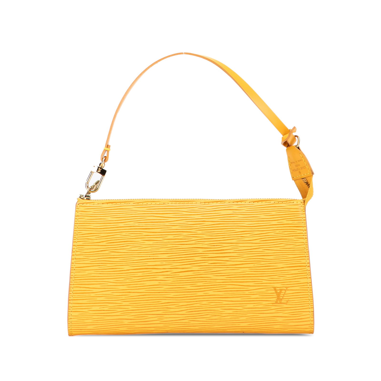 Louis Vuitton Epi Pochette Accessoires Yellow Leather Bag: Louis Vuitton Epi Pochette Accessoires Yellow Leather Bag The Louis Vuitton Epi Pochette Accessoires is a stylish and functional accessory crafted from high-quality epi leather. This bag features a fl