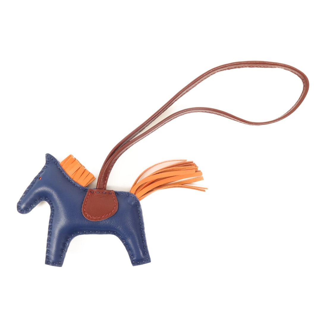 HERMES Rodeo PM Navy Orange Sheepskin Leather Charm (1 of 9)