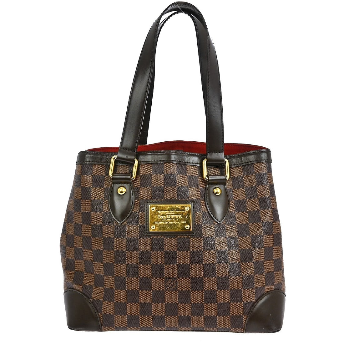 Louis Vuitton Damier Ebene Hampstead PM Brown Canvas Leather Tote Bag: Louis Vuitton Damier Ebene Hampstead PM Brown Canvas Leather Tote Bag This Louis Vuitton Hampstead PM tote bag features the classic Damier Ebene canvas leather in a stylish check pattern. Designed in