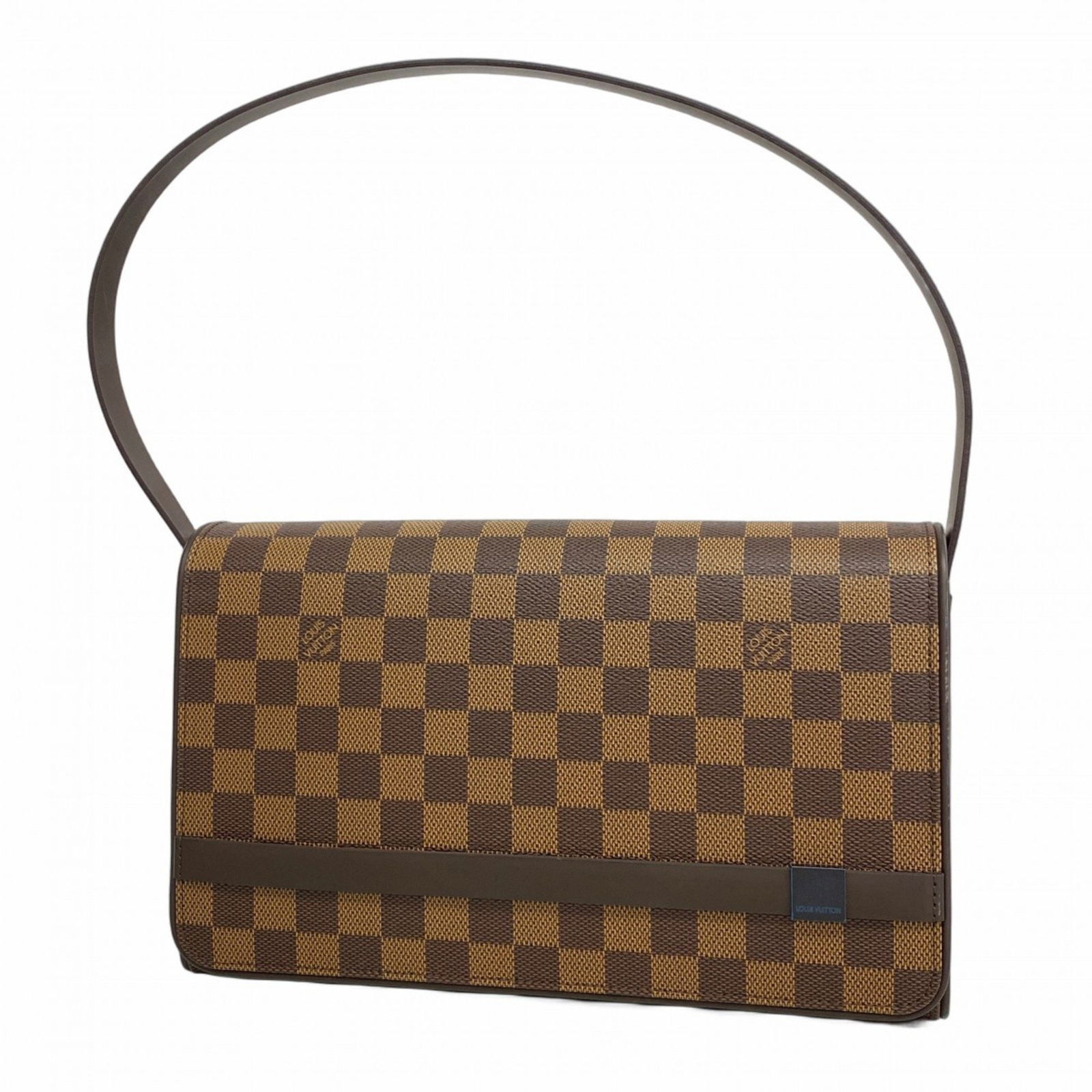 Tribeca Brown Canvas Shoulder Bag by Louis Vuitton France: Tribeca Brown Canvas Shoulder Bag by Louis Vuitton France This Louis Vuitton Tribeca handbag features a brown canvas exterior and is designed for women. The bag offers a structured silhouette with a s