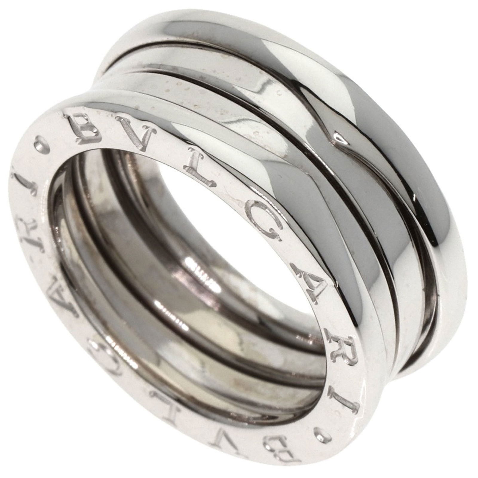White Gold Bulgari B.Zero1 Ring Size 5 Unisex Made in Italy: White Gold Bulgari B.Zero1 Ring Size 5 Unisex Made in Italy This Bulgari B.Zero1 ring features a sleek design crafted from white gold in a silver tone. The ring is suitable for any gender and has been