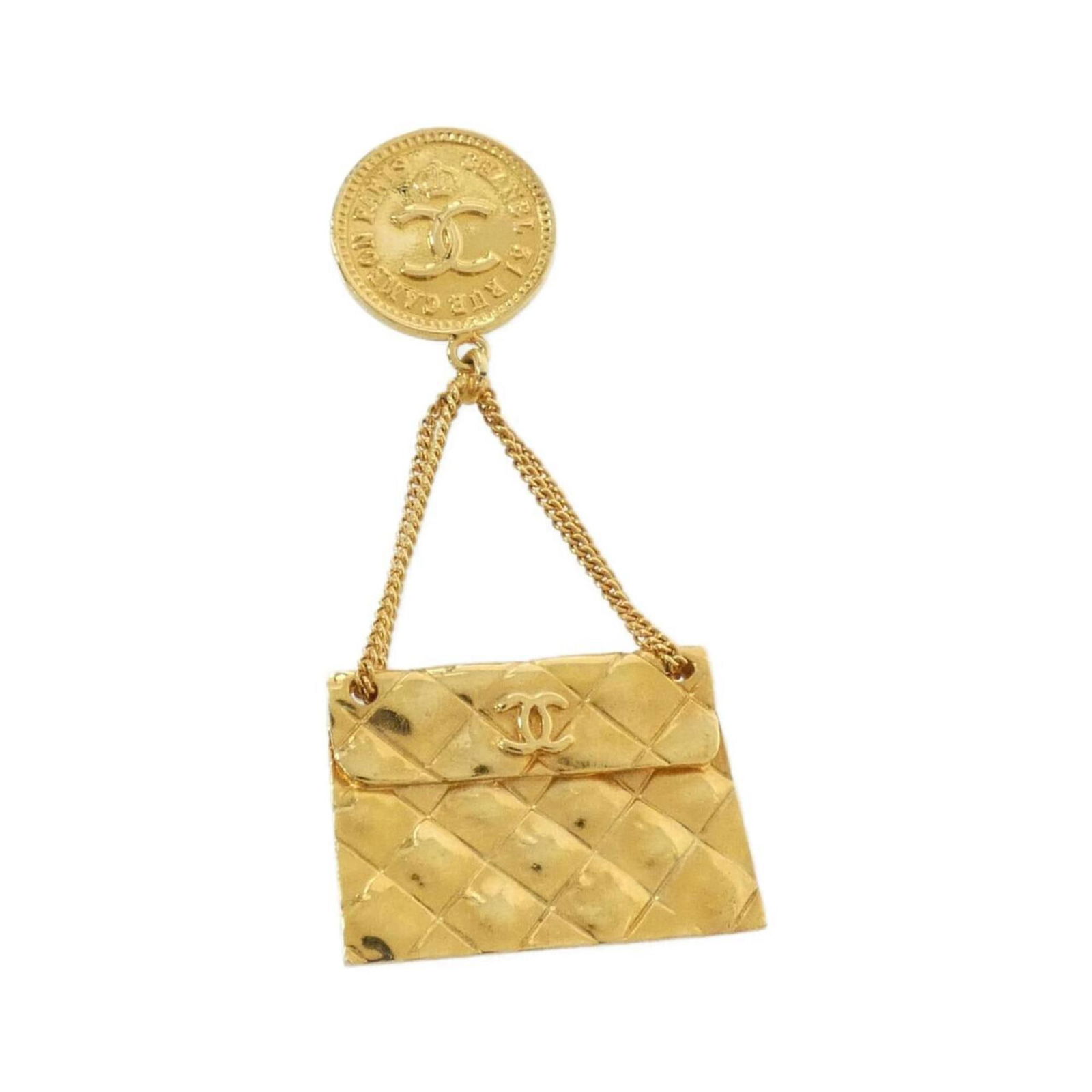 Gold Plated Chanel Coco Mark Brooch 8cm French Designer Jewelry (1 of 5)