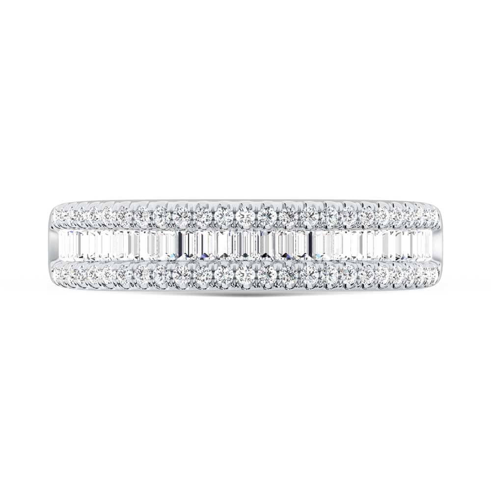 14K White Gold Lab Grown Diamond 1/2 Ct.Tw. Baguette Wedding Band: 14K White Gold Lab Grown Diamond 1/2 Ct.Tw. Baguette Wedding Band Sleek and sophisticated, this baguette wedding band in 14K white gold features 1/2 Ct.Tw. of lab grown diamonds, offering clean lines
