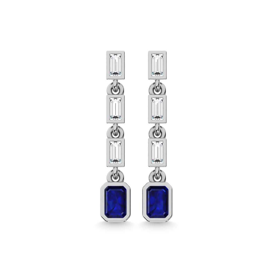 14K White Gold Blue Sapphire and Diamond 1 Ct.Tw. Fashion Earrings (1 of 3)