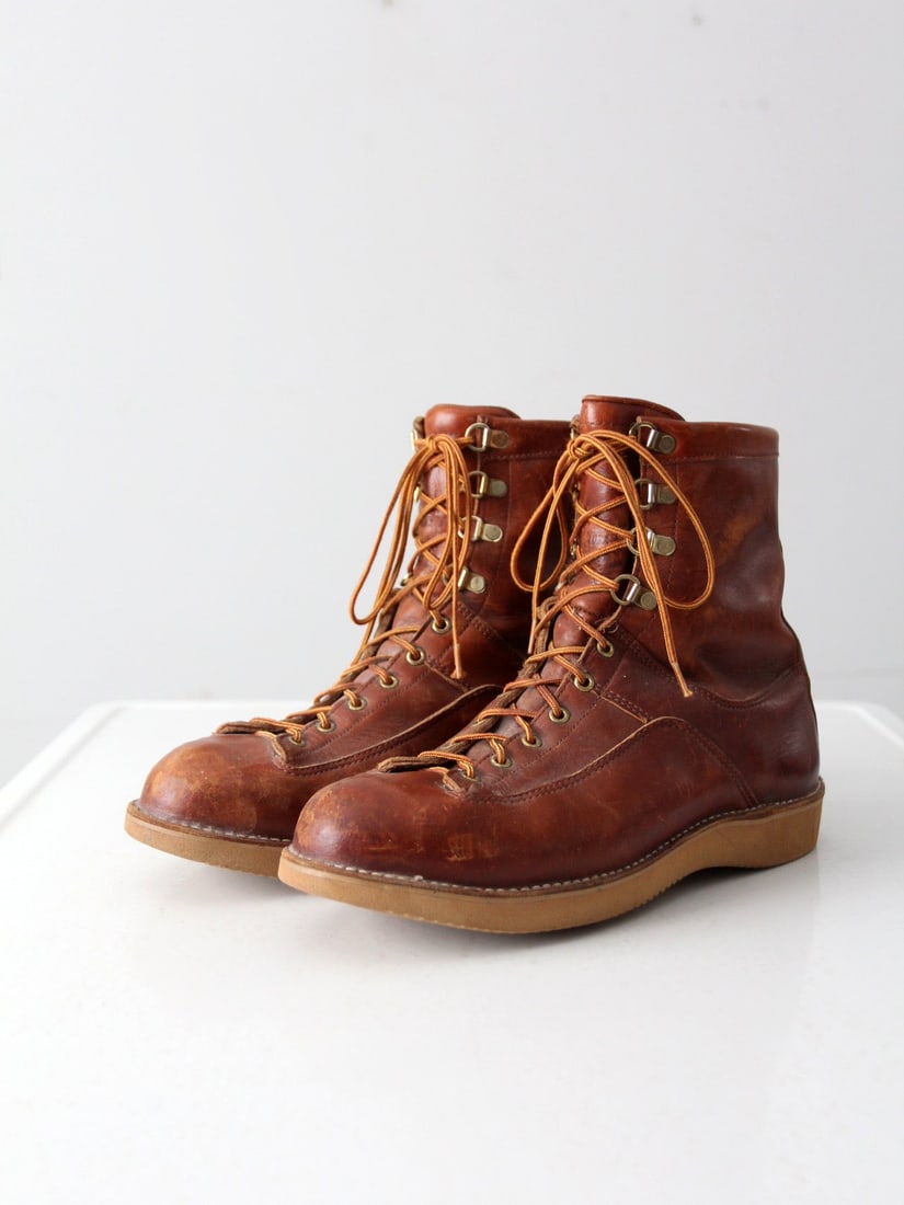 Vintage Danner Men's Moc Toe Work Boots Reddish-Brown Leather (1 of 12)