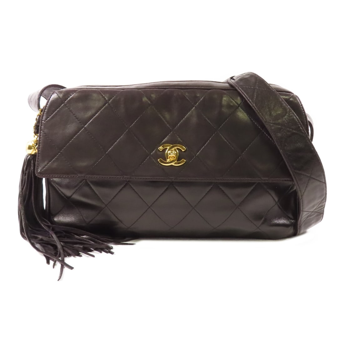 Chanel Black Lambskin Vintage Shoulder Bag with CC Logo and Gold Hardware: Chanel Black Lambskin Vintage Shoulder Bag with CC Logo and Gold Hardware This is a CHANEL vintage shoulder bag crafted from luxurious black lambskin leather. The bag features the iconic CC design and