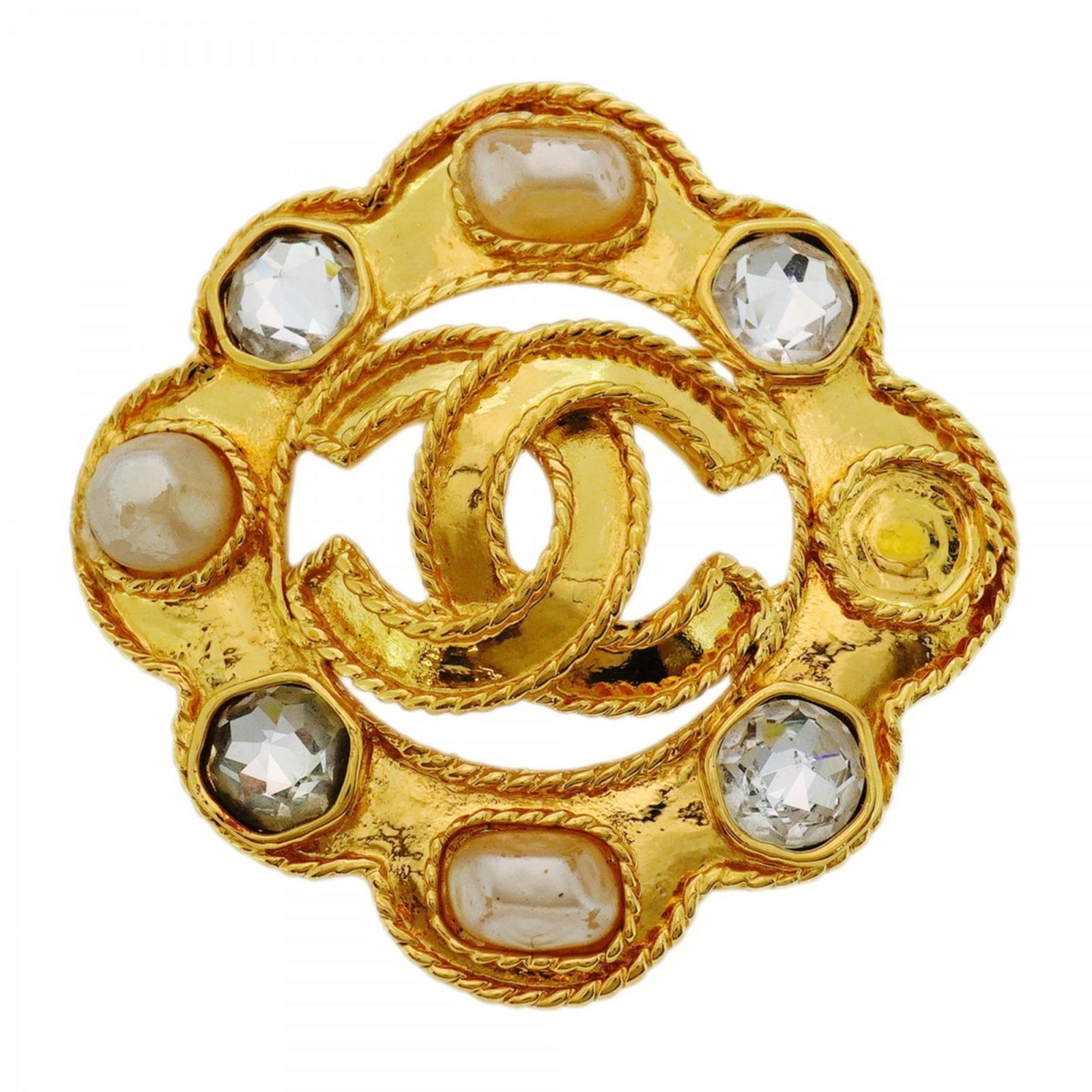 Gold Plated Brooch with Chanel CC Emblem 5.28cm (1 of 1)