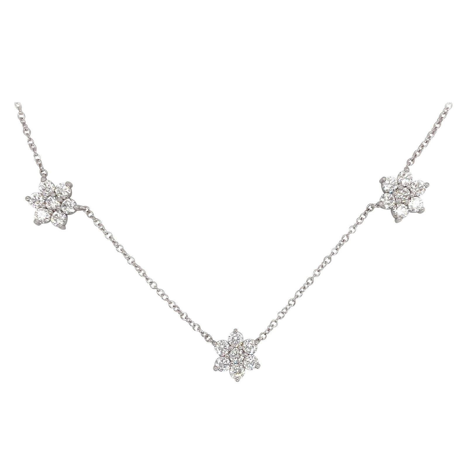 Harbor Diamonds 3.08 Carat Diamond Cluster Necklace in 14K White Gold (1 of 16)
