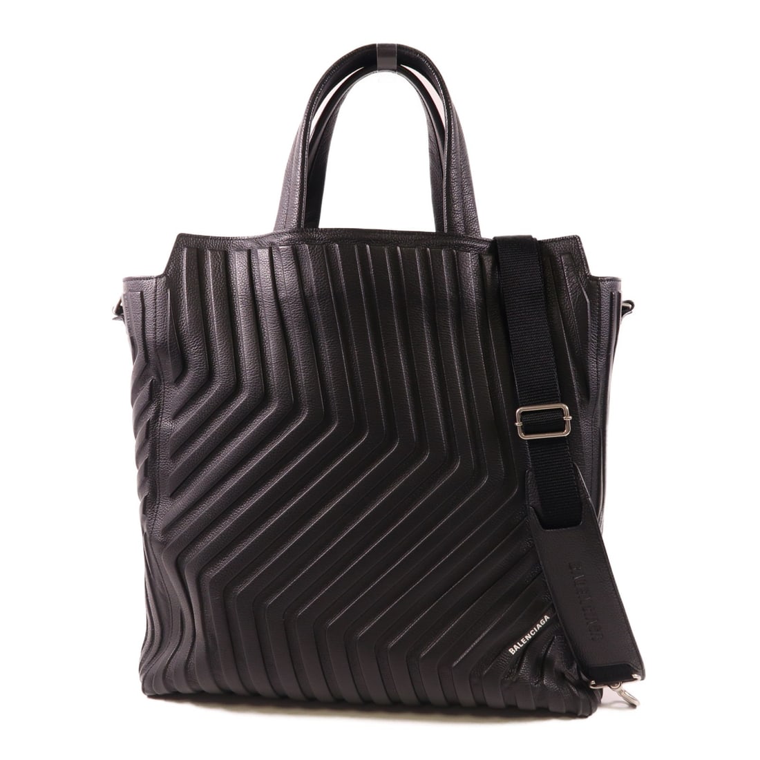 Balenciaga SHW Car East-West M Tote Leather Shoulder Bag Black (1 of 17)