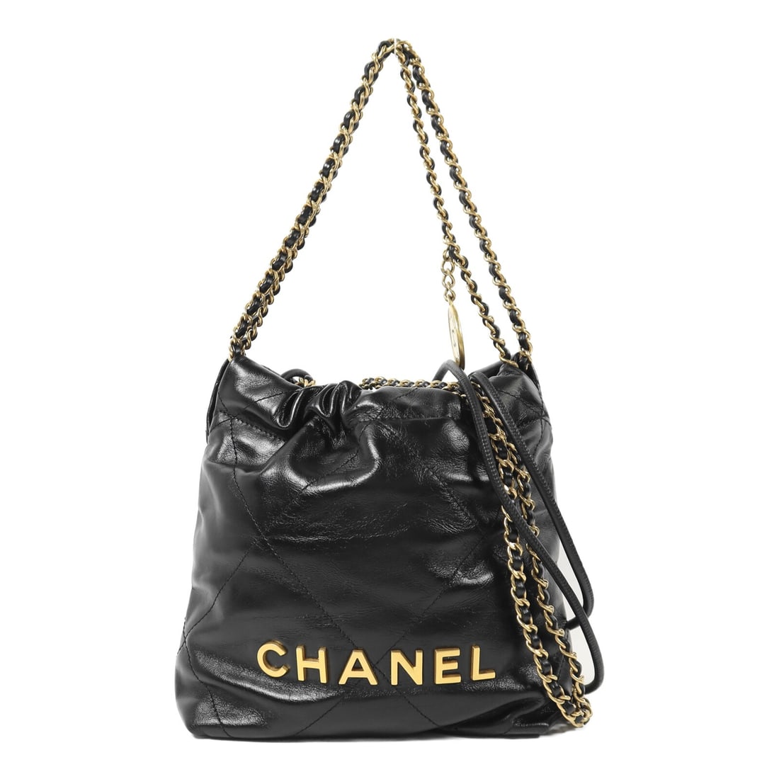 Chanel 22 Mini Black Calfskin Shoulder Bag with Gold Tone CC Chain (1 of 13)
