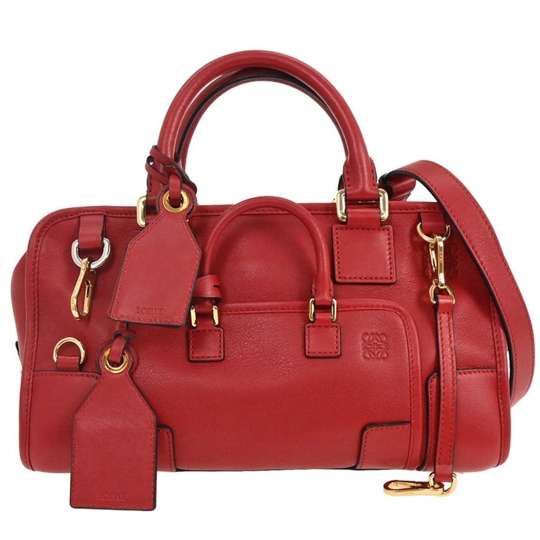 Loewe Red Leather Amazona 28 2way Handbag Model 261608 (1 of 11)