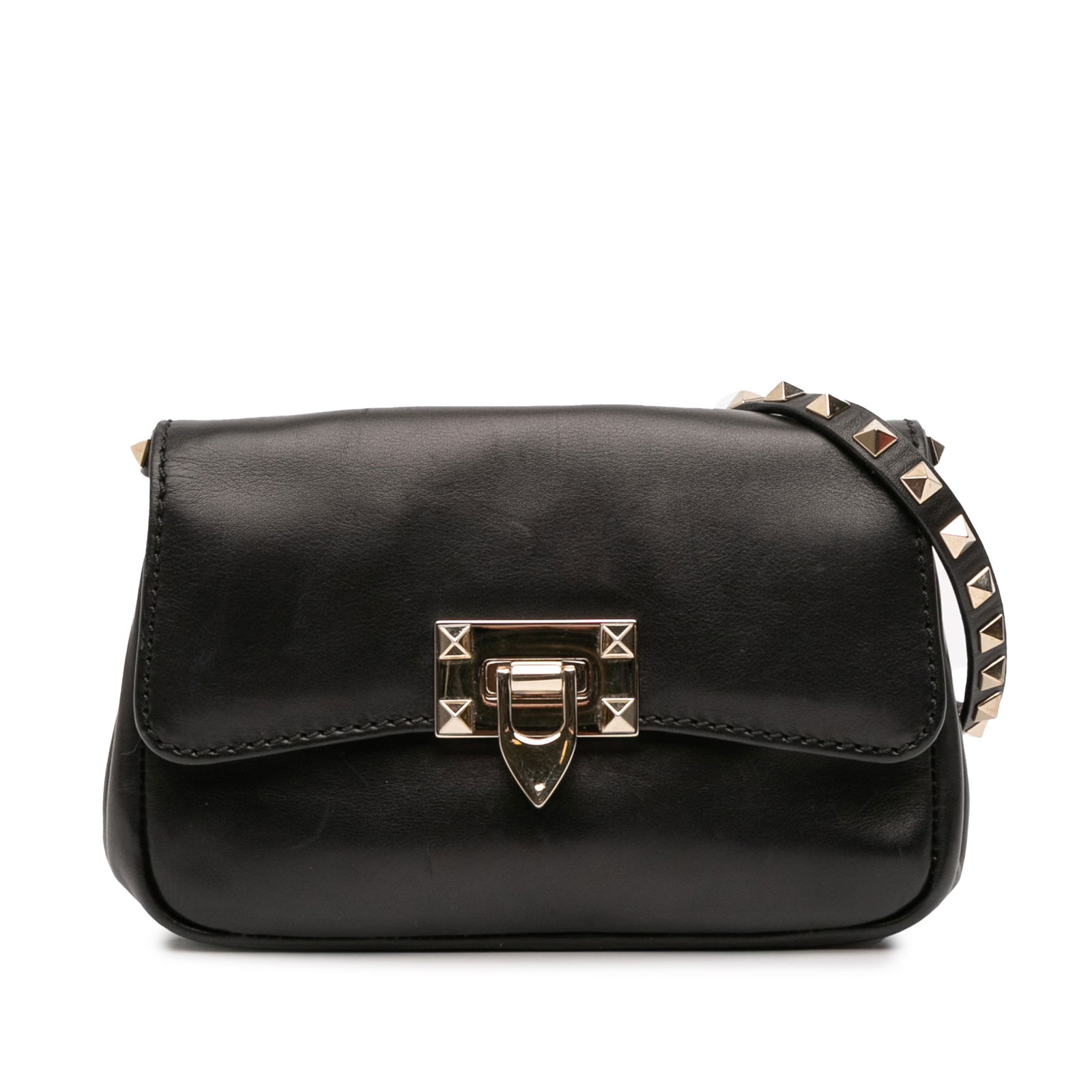 Black Leather Crossbody Bag with Studded Strap by Valentino (1 of 11)