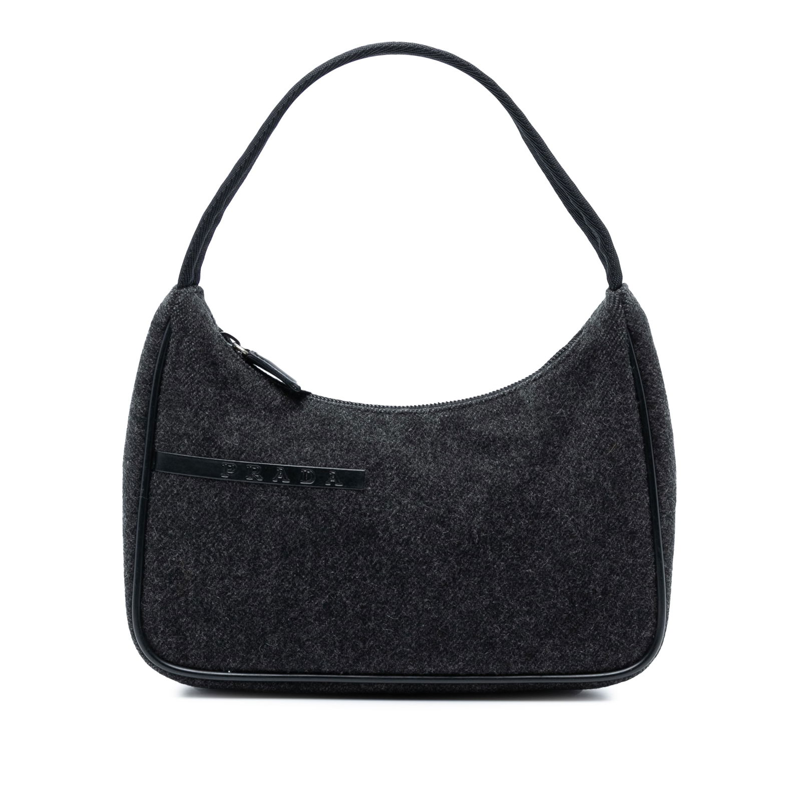 Prada Wool Sport Shoulder Bag Gray Fabric with Leather Trim (1 of 6)