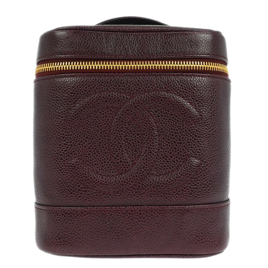 Chanel Timeless Vanity Medium Bordeaux Caviar Leather Top Handle Bag: Chanel Timeless Vanity Medium Bordeaux Caviar Leather Top Handle Bag This Chanel Timeless Vanity Handbag is crafted from Bordeaux caviar skin leather with a top handle design and a zippered closure. T