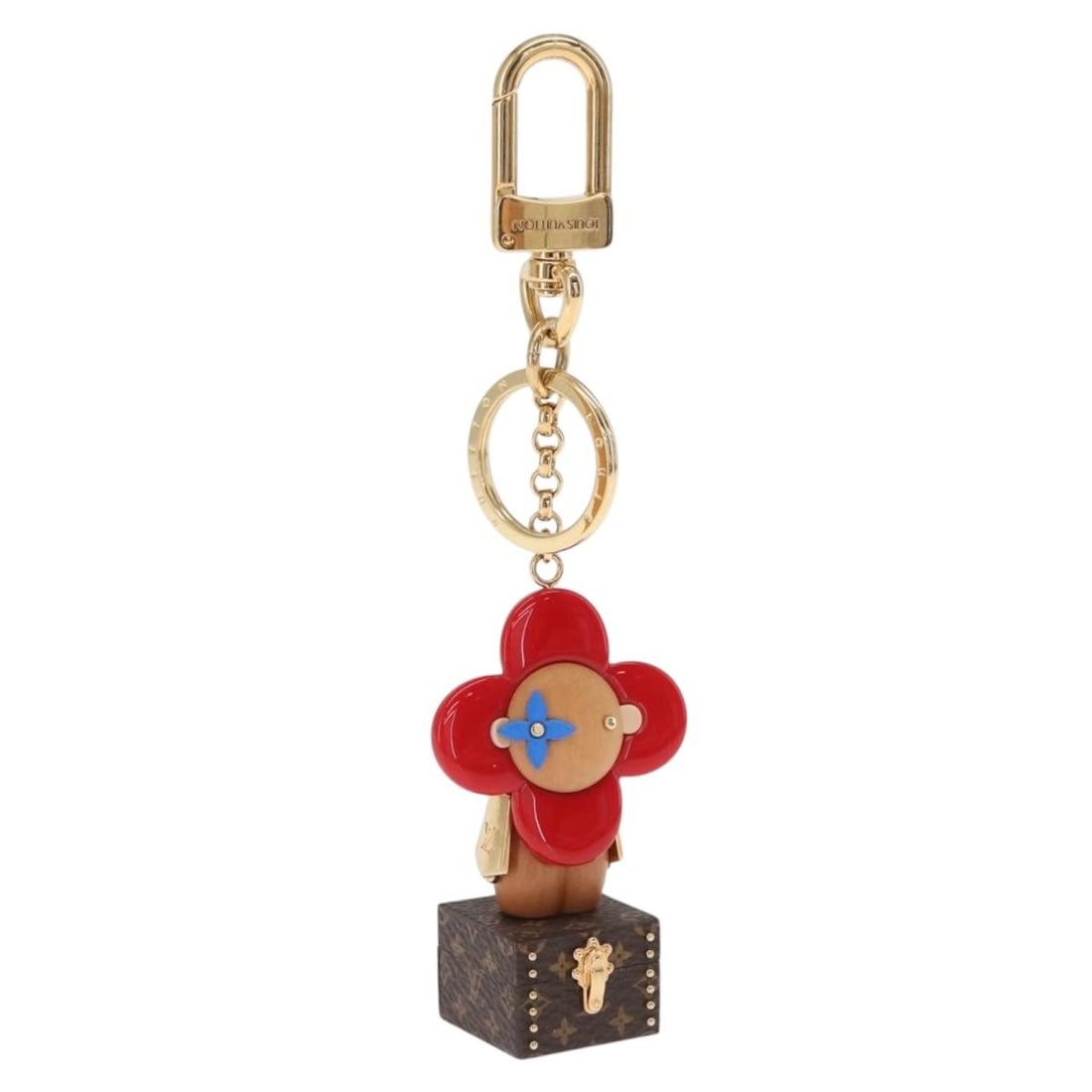 Louis Vuitton Vivienne Red Monogram Bag Charm M67394 with Box: Louis Vuitton Vivienne Red Monogram Bag Charm M67394 with Box This Louis Vuitton Monogram Vivienne Porte Cles Charm features a striking red and monogram color scheme. Crafted from metal, this accessor